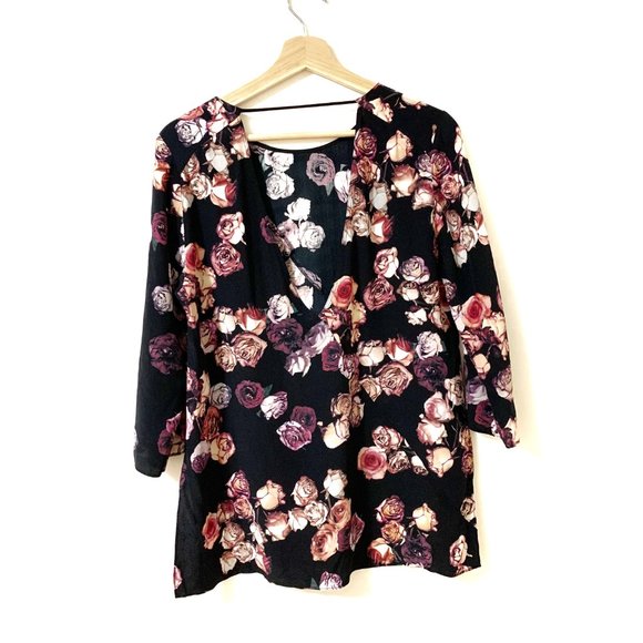 ARITZIA | WILFRED BLACK 100% SILK FLORAL TOP - Picture 5 of 8